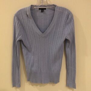 Tommy Hilfiger Cable knit V neck Cotton sweater lilac/ blue size M